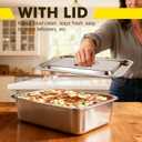 9x13 Baking Pan with Lid, 7.6Qt Large Lasagna Pan with Lid, 4 Inch Extra Deep Dish Baking Pan & Casserole Dish, Oven Safe Stainless Steel Roasting Pan for Family, Large Capacity Cooking