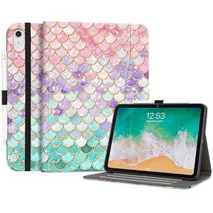 Case for iPad (A16) 11th Generation 11 Inch 2025, iPad 10th Generation Case 10.9 Inch 2022, Shockproof Cover Multi Viewing Stand with Pencil Holder Auto Wake/ Sleep, Pink Mermaid