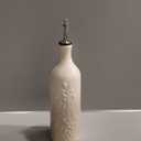 Sweejar Large Olive Oil Dispenser Bottle with Spout, 24 Oz Ceramic Oil Dispenser for Kitchen, Relief Opaque Cruet, Container for Cooking, EVOO, Vinegar, Pack of 1 (GradientFogGray)