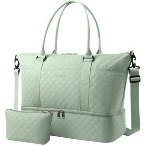 HOTOR Travel Duffel Bag - Weekender Bags for Women, Gym Tote Bags with Shoe Compartment, Carry On Overnight Bag with Toiletry Bag for Travel Essentials and Travel Accessories, Green, 15.8"18.1"8.7"