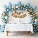 RUBFAC 129pcs Dusty Blue Balloons Different Sizes 18 12 10 5 Inch Latex Haze Blue Balloon Garland Arch for Party Decoration Birthday Wedding Engagements Anniversary Baby Shower Party Supplies