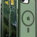 Magnetic for iPhone 16e Case, [Compatible with MagSafe][Military Grade Drop Protection][Heavy Duty Protection][Non-Slip][Shockproof] 2-Layer Durable Bumper Phone Case 6.1''-Army Green