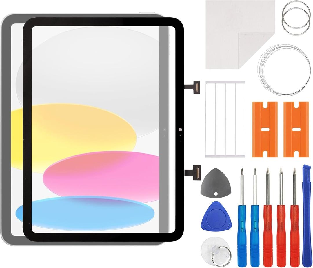 New Touch Screen Digitizer Glass Replacement for iPad 10 (10th Generation 2022) A2696 A2757 A2777 for iPad 10th Gen 10.9-Inch Screen Replacement Digitizer Glass Touch with Repair Sets-NO LCD