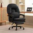 Ergonomic Office Chair for Big and Tall with Lumbar Support,Black PU Leather High Back Executive Chair with Sedentary Vibration Reminder,Foot Rest,Reclining Function for Long Hours of Home Office