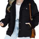 Dokotoo Corduroy Sherpa Jacket for Women Button Down Fleece Fur Collar Winter Warm Coat (Small)