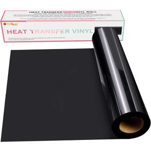 HTVRONT HTV Black Heat Transfer Vinyl Rolls - 12" x 15ft Black HTV Vinyl for Shirts, Black Iron on Vinyl for All Cutting Machines - Easy to Cut & Weed for Heat Vinyl Design