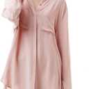 TOUSYEA Sleep Shirts for Women Button Down Shirts Long Sleeve Sleepwear Swimsuit Cover Ups Soft Pajama Tops (Pink, XXL)