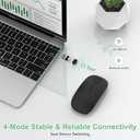 Gizdot Wireless Mouse for Laptop/ MacBook Air/ Pro & iPad, Mouse Jiggler Mode Bluetooth 5.2/ 2.4G Rechargeable Silent Click 3-Level DPI Slim Portable USB-A&C Receiver (Mouse Jiggler Mode, Black)