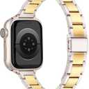 Slim Designer Stainless Steel Band Compatible with Apple Watch Bands for Women Men 38mm 40mm 41mm 42mm 44mm 45mm 46mm 49mm, Dressy Wristband for iWatch Series 11 10 9 SE 8 7 6 5 4 3 2 1