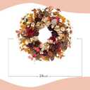 TEMPUS 24 Inch Artificial Fall Wreath - Red and Gold Rose Floral Front Door Decor, Handcrafted Thanksgiving Harvest Wreath for Indoor Farmhouse Wall
