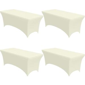 Niuara 4-Pack Ivory Spandex Tablecloths  72"x30"x30" Stretch Fitted Table Covers for 6ft Rectangle Folding Tables, Wrinkle-Resistant Tablecloth for Wedding, Banquet & Outdoor Events
