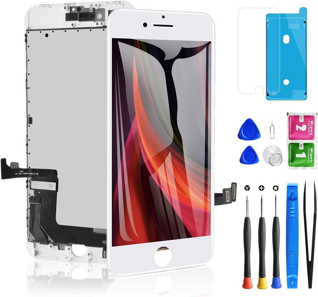 for iPhone 8 Plus Screen Replacement White 5.5 Inch, 3D Touch LCD Digitizer Display for iPhone 8 Plus, with Repair Tools Kit for A1864,A1897,A1898 Glass Screen