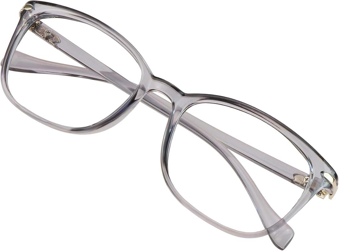 VisionGlobal Blue Light Blocking Glasses for Women/Men, Anti Eyestrain, Computer Reading, TV Glasses, Stylish Square Frame, Anti Glare (11_nola_clear Gray)