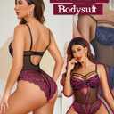 Avidlove Women Lingerie Floral Lace Harness Lingerie Bodysuit One Piece Teddy Babydoll Nightgown (XL)