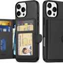 SHIELDON Wallet Case for iPhone 16 Pro Max 6.9", Genuine Leather Minimalist Undetachable Magnetic RFID Blocking 6 Card Slots, Protective Phone Cover Compatible with iPhone 16 Pro Max - Nappa Black