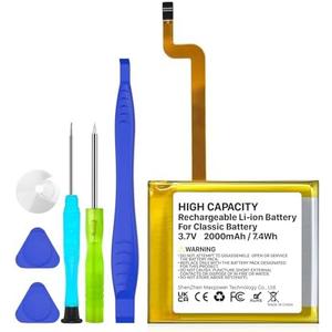 PFHL 2025 New Version, 2000mAh High Capacity Li-ion Square Replacement Battery for iPod Video/Classic Thin 5th-7th Gen