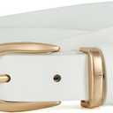 Womens Belts for Jeans Pants, Casual Leather Waist Dress Belt with Gold Buckle 0.91" Width, Ladies Fashion Belts