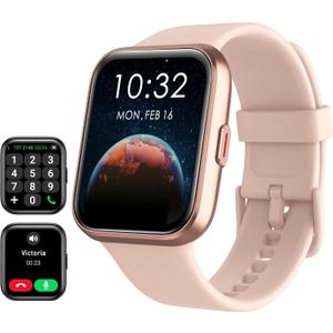 Tensky Smart Watch for Women Android & iPhone, Alexa Built-in, 1.8" Touch Screen Fitness Tracker with Answer/Make Calls, 3ATM Waterproof Heart Rate/Sleep/SpO2 Monitor, Pedometer, 100+ Sport Modes (Rose Pink)