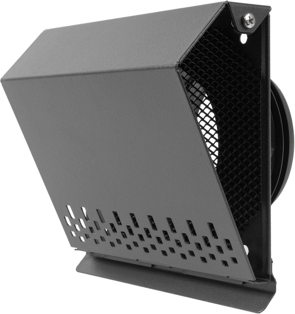 Vent Systems 6" Inch Air Supply Vent Cover with Rubber Gasket - Graphite Black Galvanized Steel - Robust Weatherproof Outdoor Air Intake Box - Duct or Surface Mounting - Rain and Snow Protection