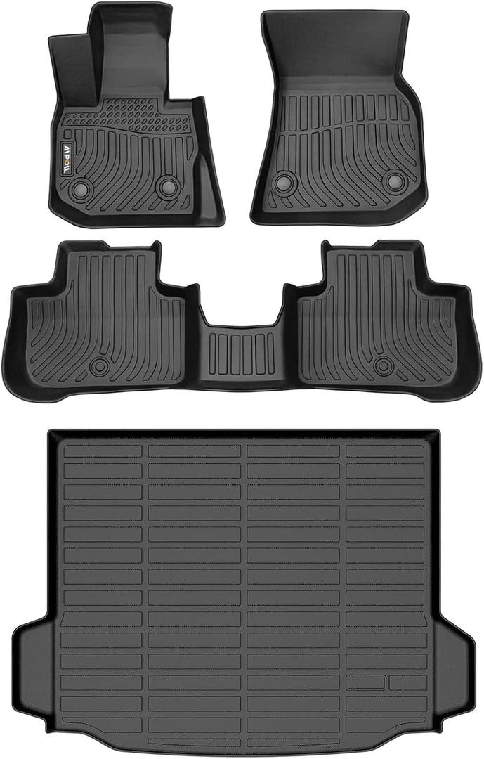 AIPOIL Floor Mats & Cargo Liner Set for 2018-2024 BMW X3 G01/M40i/30i/M (Not fit car Without Spare tire & X3 30e) All Weather Protection TPE Car Full Set Custom Car Mats Accessories - Black