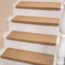 Bullnose Carpet Stair Treads Faux Sisal for Wooden Steps Indoor 14Pcs 