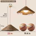 23” Rattan Chandelier Light Fixture, Boho Hand Woven Wicker Pendant Light, Vintage Rustic Hanging Lighting for Dining Room, Kitchen Island, Foyer, Natural Farmhouse Lighting Fixture