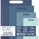 COOK WITH COLOR Non-Slip Cutting Board Set  Kitchen Essentials with Easy Grip Handle for Meat, Veggies, and Fruits, 4 Cutting Boards, Blue-New