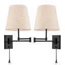HYDELITE Black Beside Wall Lamp Swing Arm Plug-in Wall Sconce with on/Off Switch for Bedroom