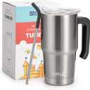 Insulated Tumbler with Handle 16 oz Stainless Steel Double Wall Vacuum Tumbler Cups Travel Coffee Mug with Lid and Straw(Silver)
