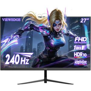 Viewedge Gaming Monitor 27 inch 240 Hz 1ms FHD 1920x1080 Computer Monitor
100% sRGB HDR10 HDMI x 2 & DP x 1 Port, Blue Light Filter, Support AdaptiveSync and Wall Mount