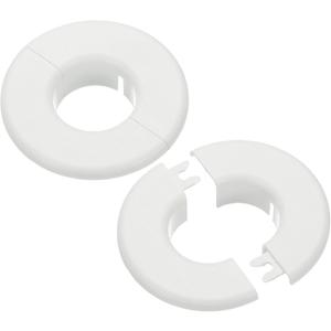 PATIKIL Wall Split Flange 1.5" (37mm), 2 Pcs Round Detachable Escutcheon Plate Buckles Water Pipe Cover for Kitchen Bathroom Air Conditioner Arm Pipe Faucet Decoration, White