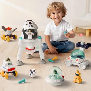 iPlay, iLearn Kids Space Toys, Spaceship Adventure Planet Playset W/ 2 Astronaut Rocket Shuttle, Boy Educational STEM Outer Space Solar System Toy, Cool Birthday Gift 3 4 5 6 7 8 Year Old Girl Toddler