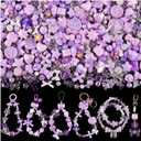 Assorted 170-230PCS Purple Acrylic Beads for Bracelet Making, Flower Bow Butterfly Candy GummyBear Aesthetic Bracelet Charms,Cute Beads for Jewelry Making DIY Necklace Keychain Phone Charm