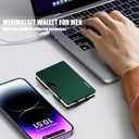 Wallet for Men, Minimalist Metal Wallets with Money Clip Removable, Slim Aluminum Card Holder, Front Pocket RFID Blocking Card Case, Mens Team Travel Business Gifts, Brushed Dark Green