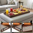 32 x 12 Inch Large Acacia Wood Serving Tray with Metal Handle, Long Charcuterie Board for Cheese, Meat & Appetizers, Extra Long Kitchen Platter for Gatherings, BBQ & Home Decor
