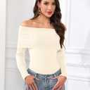 ZAFUL Women's Cropped Knit Sweater Boat Neck Long Sleeve Pullover Jumper Top (XL)