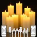 Rechargeable Flameless Candles with Remote and Timer USB-C Candles
9-Pcs Flickering Pillar Candles Coated with Real Wax for Halloween, Christmas, Home, Wedding & Holiday Decor (6 Sizes, White)