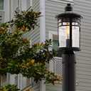 Darkaway Outdoor Post Lights Lamp Posts Outdoor Lighting, Waterproof Aluminum Post Lights Outdoor Light Fixtures with Glass, Light Posts for Outside Patio Yard (2 Pack, Black)