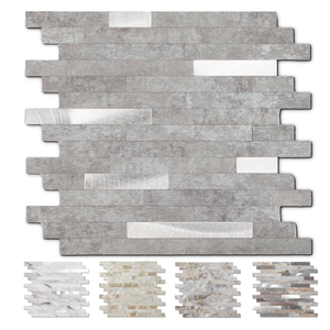 Yipscazo 10 Sheets Peel and Stick Stone Metal Tile Backsplash, Stick on Tiles for Backsplash Kitchen, Bathroom, Laundry Room, Camper, Fireplace (12'' X 12'', Polished Pure Black)