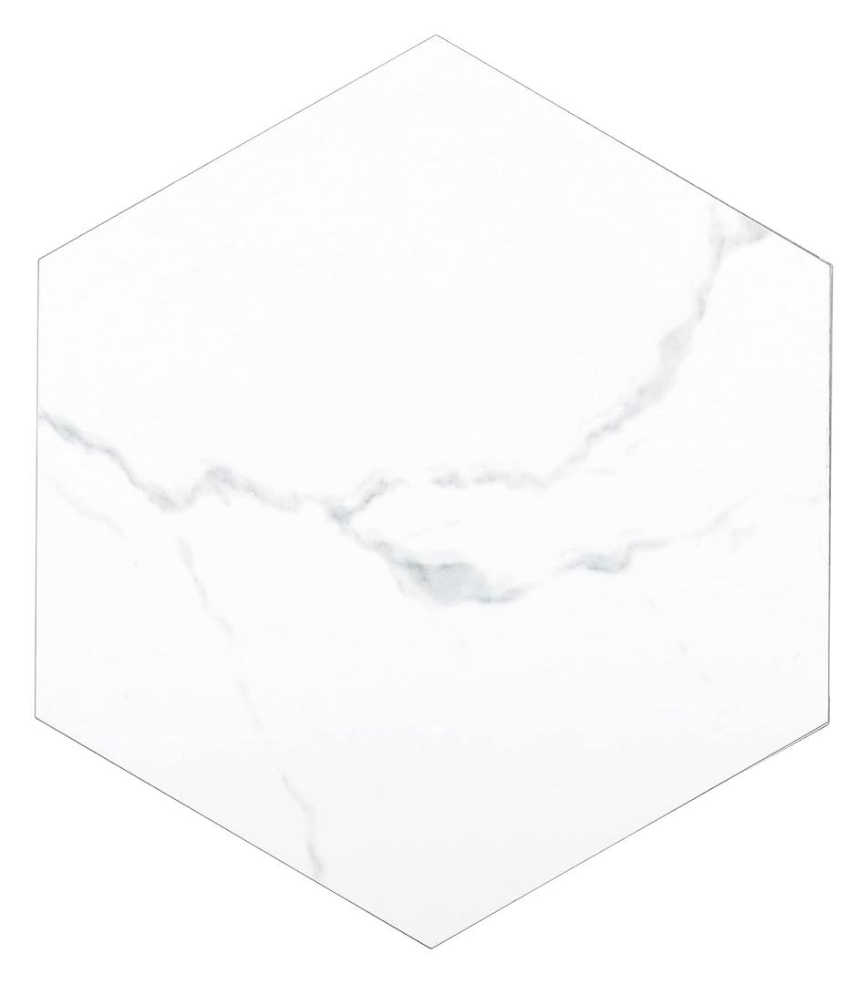 BaseCore HEX Hexagon Vinyl Flooring White Marble 5.75" DIY Self Adhesive Textured Modern Floor Tile Peel & Stick Tile (36pcs/21.5sqft per case)