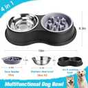 Epetslove Dog Bowls Double Dog Water and Food Bowls Stainless Steel Bowls with Non-Slip Resin Station, Pet Feeder Bowls for Puppy Medium Dogs Cats