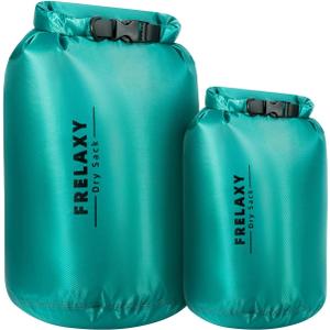 Frelaxy Waterproof Dry Bag 2 Pack/3 Pack, Lightweight Portable Dry Bags, 5L & 15L & 25L Durable Dry Sack Set Keep Gear Dry for Hiking, Camping, Boating, Backpacking, Kayaking (2 Pack - Turquoise)