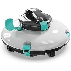 Cordless Robotic Pool Cleaner, Automatic Above Ground Pool Vacuum with 70 Mins Runtime, 15KPa Powerful Suction, Self-Parking, Lightweight, Ideal for Above-Ground Flat Pools up to 38 Feet, Lake Blue