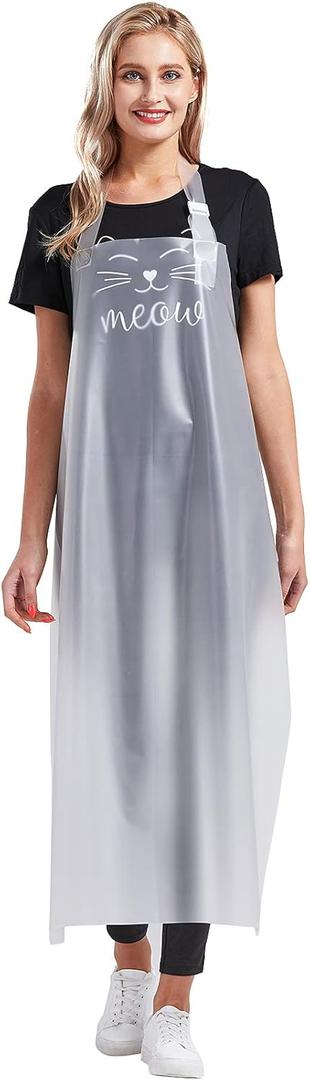Nanxson TPU Waterproof Apron Lightweight Work Apron with Adjustable Buckle for Pet Bathing,Dishwashing,Butchers,Housework (One Size, Transparent)