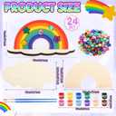 Blueweenly 24 Sets Rainbow Painting Craft for Kids Party Favors, Art Wooden Painting Sets for Party Favors Brush Kit Return Gifts, Birthday Supplies Class Make Your Own Craft Kits