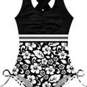 BFUSTYLE Girls One Piece Swimsuit Cute Striped Bathing Suit Hawaii Swimwear 6-17 Years