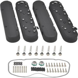 Cast Aluminum Valve Covers with Coil Mounts Compatible with LS Chevy Small Block SB V8 293 325 376 427 - Black