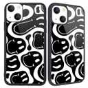 MAYCARI Compatible with iPhone 13 mini Case for Children Women Funny Face Design, Hard Back Cover with Black Funny Cute Cool Art Pattern Soft TPU Bumper Phone Case