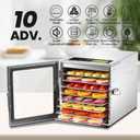 Cercker Food-Dehydrator Machine 8 Stainless Steel Trays, 500W Jerky Dehydrator for Meat, 190F Mushroom Dryer, 24H Timer Fruits Dryer for Herbs, Veggies, Yogurt & Dog Treats
