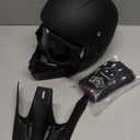 ROOZO Youth Dirt Bike Helmet DOT Certified - Full Face Motorcycle Helmet for Off-Road, ATV, Street Riding, Includes Adjustable Goggles & Protective Gloves (X-Large, BLACK)